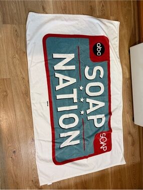Soap Nation Promotional Beach Towel - White, Teal & Red